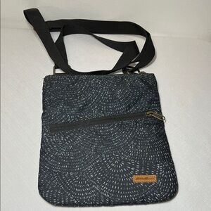 Eddie Bauer Black and Gray Patterned Messenger Crossbody Bag. Light. Adjustable